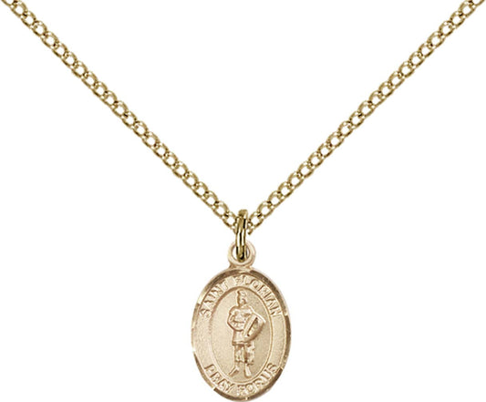 14kt Gold Filled St. Florian Pendant with 18 inch Gold Filled Light Curb Chain - Small