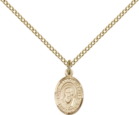 14kt Gold Filled St. Francis de Sales Pendant with 18 inch Gold Filled Light Curb Chain - Small