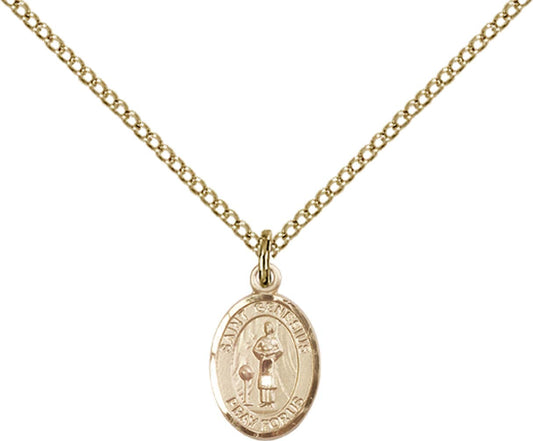 14kt Gold Filled St. Genesius of Rome Pendant with 18 inch Gold Filled Light Curb Chain - Small