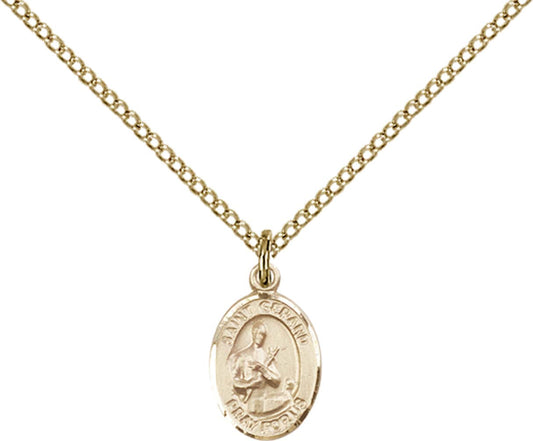 14kt Gold Filled St. Gerard Majella Pendant with 18 inch Gold Filled Light Curb Chain - Small
