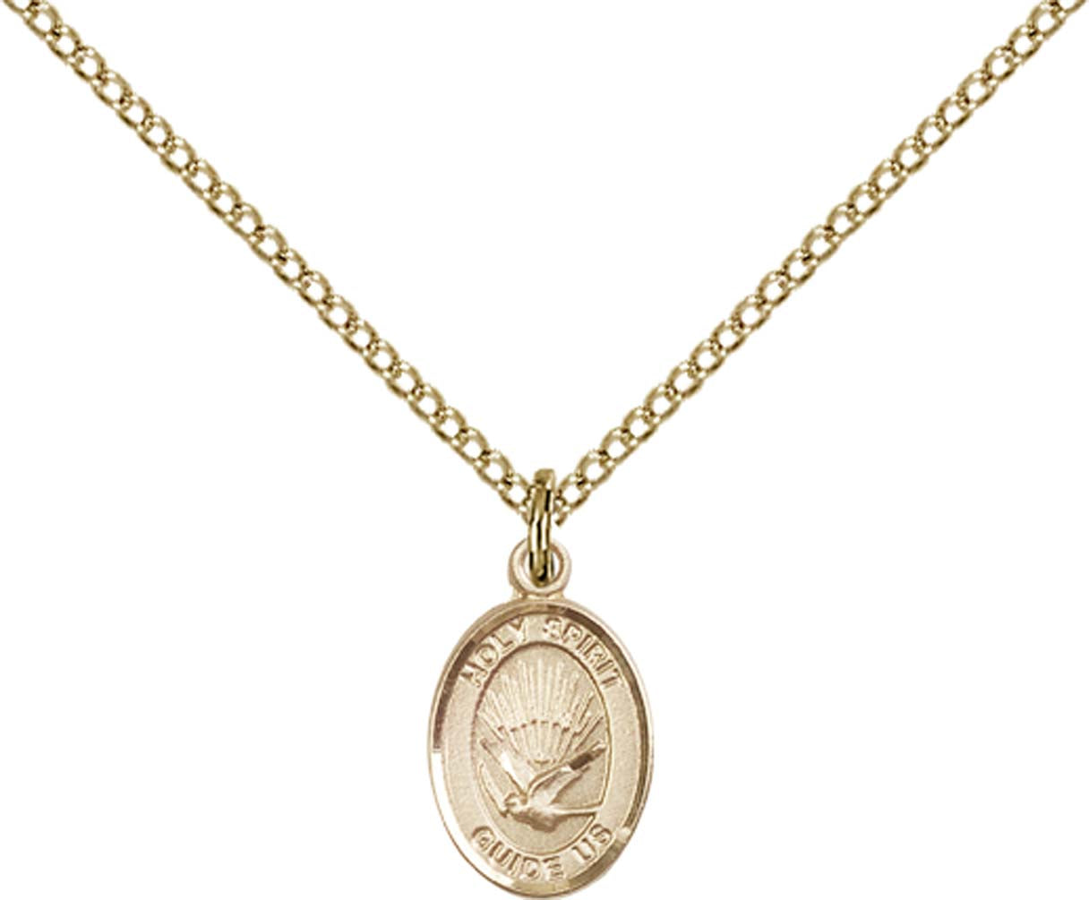 14kt Gold Filled Holy Spirit Pendant with 18 inch Gold Filled Light Curb Chain - Small