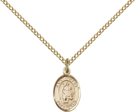 14kt Gold Filled St. Hubert of Liege Pendant with 18 inch Gold Filled Light Curb Chain - Small