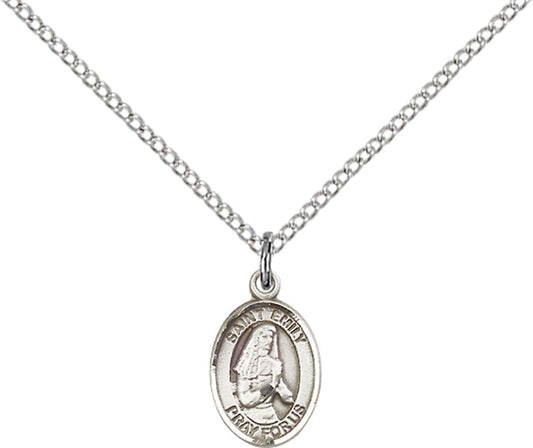 Sterling Silver St. Emily de Vialar Pendant with 18 inch Sterling Silver Light Curb Chain - Small