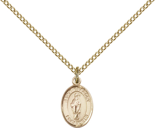 14kt Gold Filled St. Gregory the Great Pendant with 18 inch Gold Filled Light Curb Chain - Small