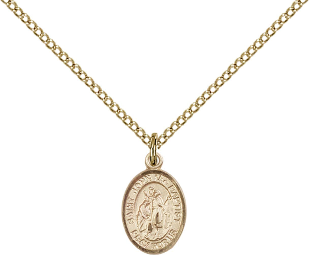 14kt Gold Filled St. John the Baptist Pendant with 18 inch Gold Filled Light Curb Chain - Small