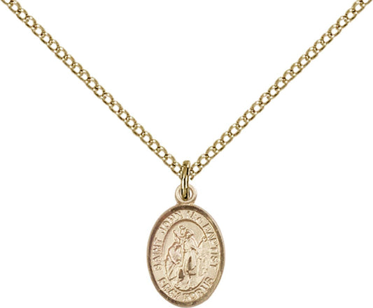 14kt Gold Filled St. John the Baptist Pendant with 18 inch Gold Filled Light Curb Chain - Small