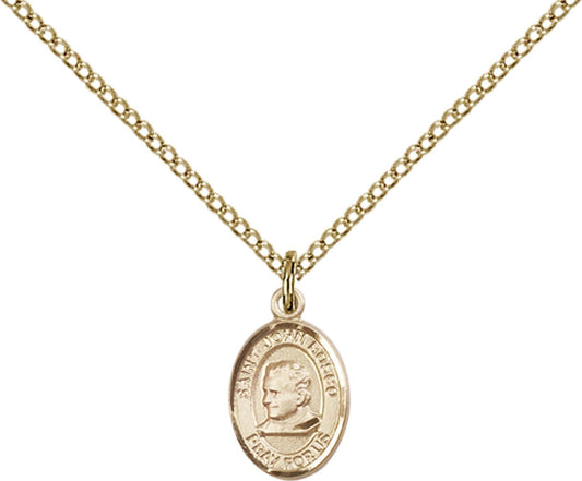 14kt Gold Filled St. John Bosco Pendant with 18 inch Gold Filled Light Curb Chain - Small