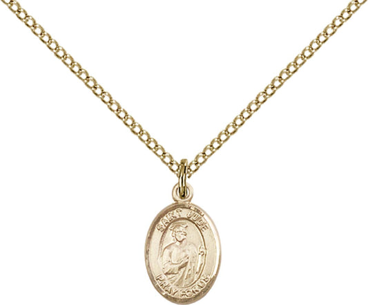 14kt Gold Filled St. Jude Thaddeus Pendant with 18 inch Gold Filled Light Curb Chain - Small