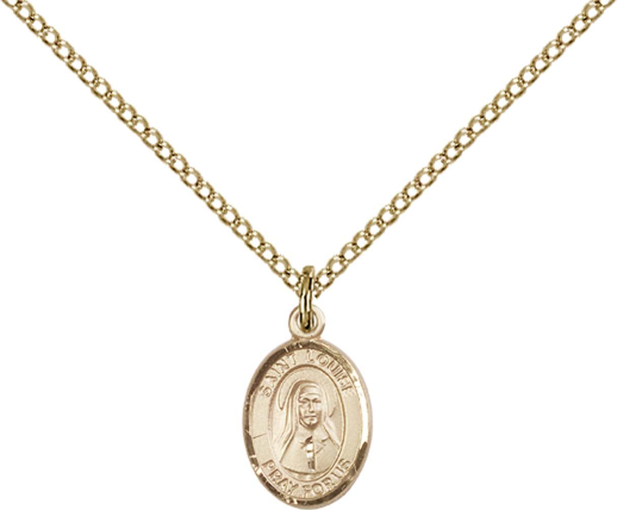 14kt Gold Filled St. Louise de Marillac Pendant with 18 inch Gold Filled Light Curb Chain - Small