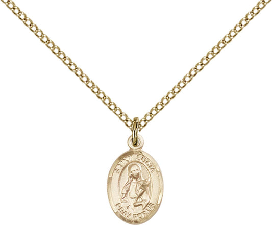 14kt Gold Filled St. Lucia of Syracuse Pendant with 18 inch Gold Filled Light Curb Chain - Small