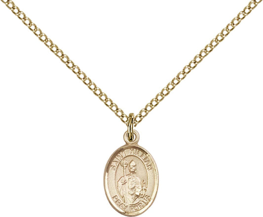 14kt Gold Filled St. Kilian Pendant with 18 inch Gold Filled Light Curb Chain - Small