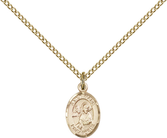 14kt Gold Filled St. Mark the Evangelist Pendant with 18 inch Gold Filled Light Curb Chain - Small