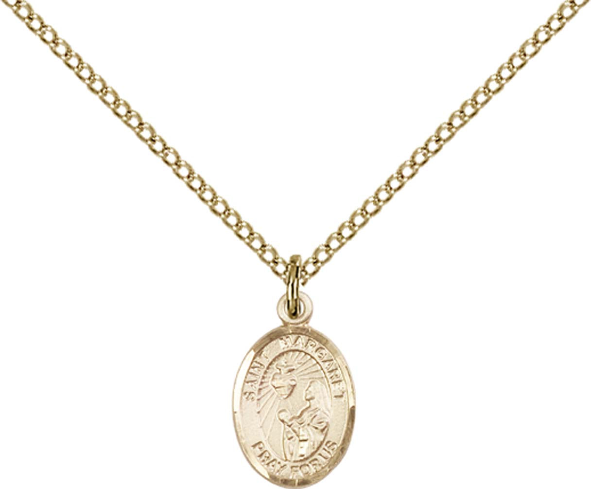 14kt Gold Filled St. Margaret Mary Alacoque Pendant with 18 inch Gold Filled Light Curb Chain - Small
