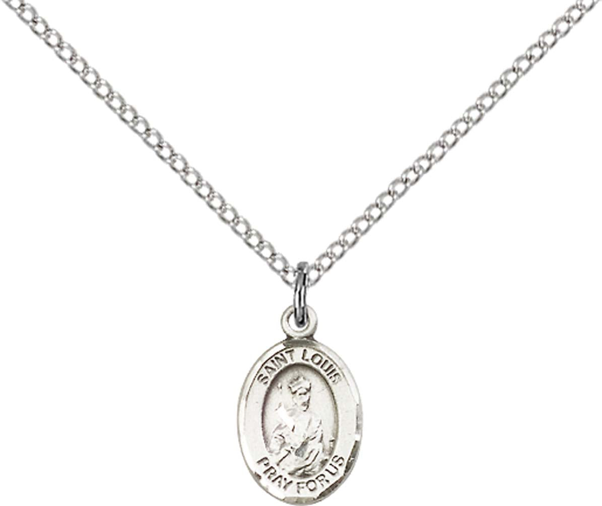 Sterling Silver St. Louis Pendant with 18 inch Sterling Silver Light Curb Chain - Small