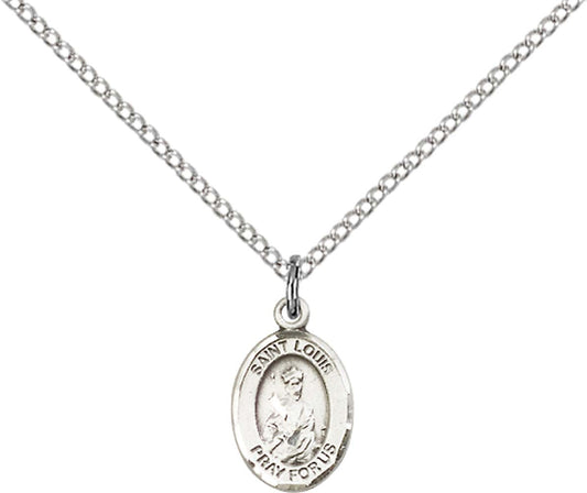 Sterling Silver St. Louis Pendant with 18 inch Sterling Silver Light Curb Chain - Small