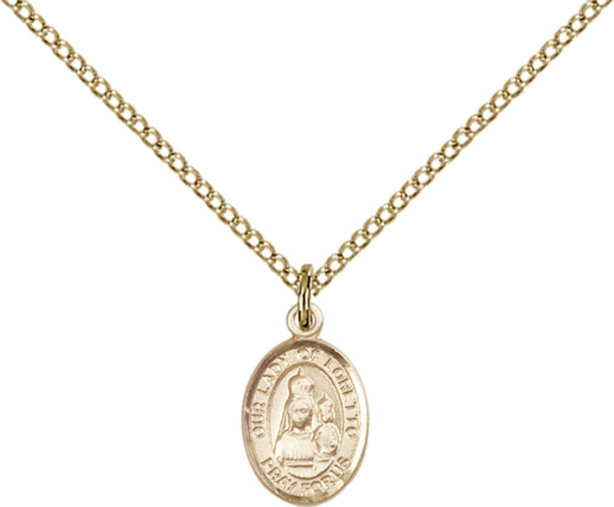 14kt Gold Filled O/L of Loretto Pendant with 18 inch Gold Filled Light Curb Chain - Small