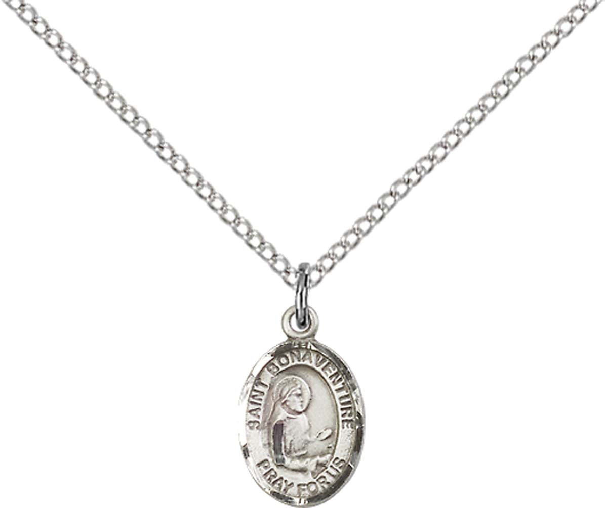 Sterling Silver St. Bonaventure Pendant with 18 inch Sterling Silver Light Curb Chain - Small
