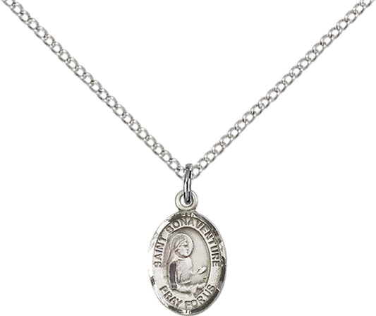 Sterling Silver St. Bonaventure Pendant with 18 inch Sterling Silver Light Curb Chain - Small