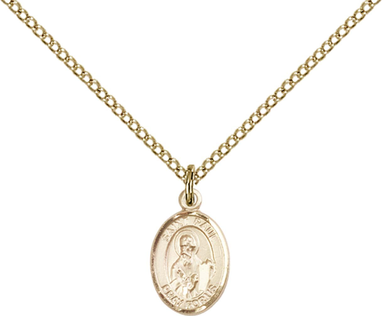 14kt Gold Filled St. Paul the Apostle Pendant with 18 inch Gold Filled Light Curb Chain - Small