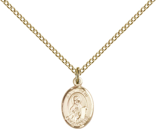 14kt Gold Filled St. Paul the Apostle Pendant with 18 inch Gold Filled Light Curb Chain - Small