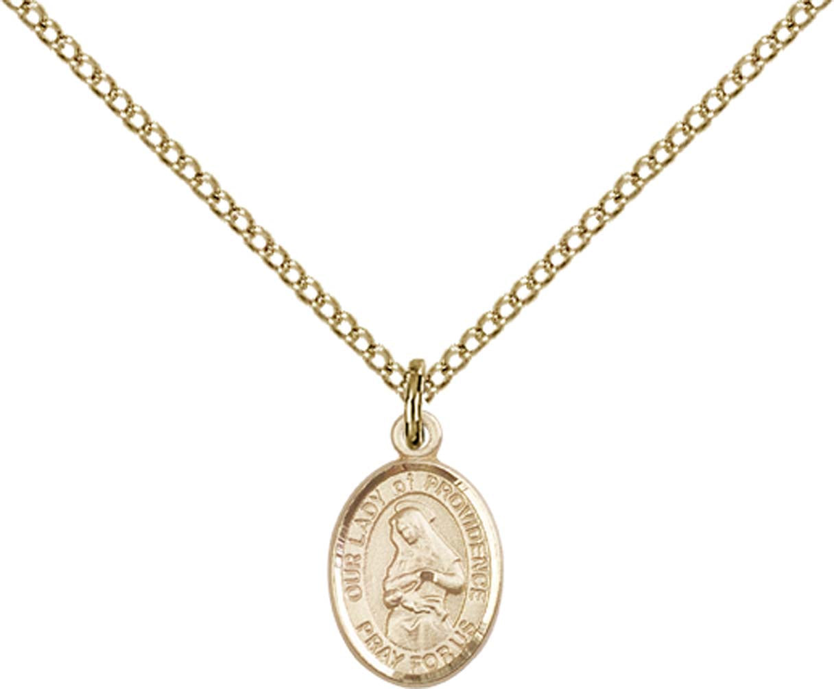 14kt Gold Filled O/L of Providence Pendant with 18 inch Gold Filled Light Curb Chain - Small