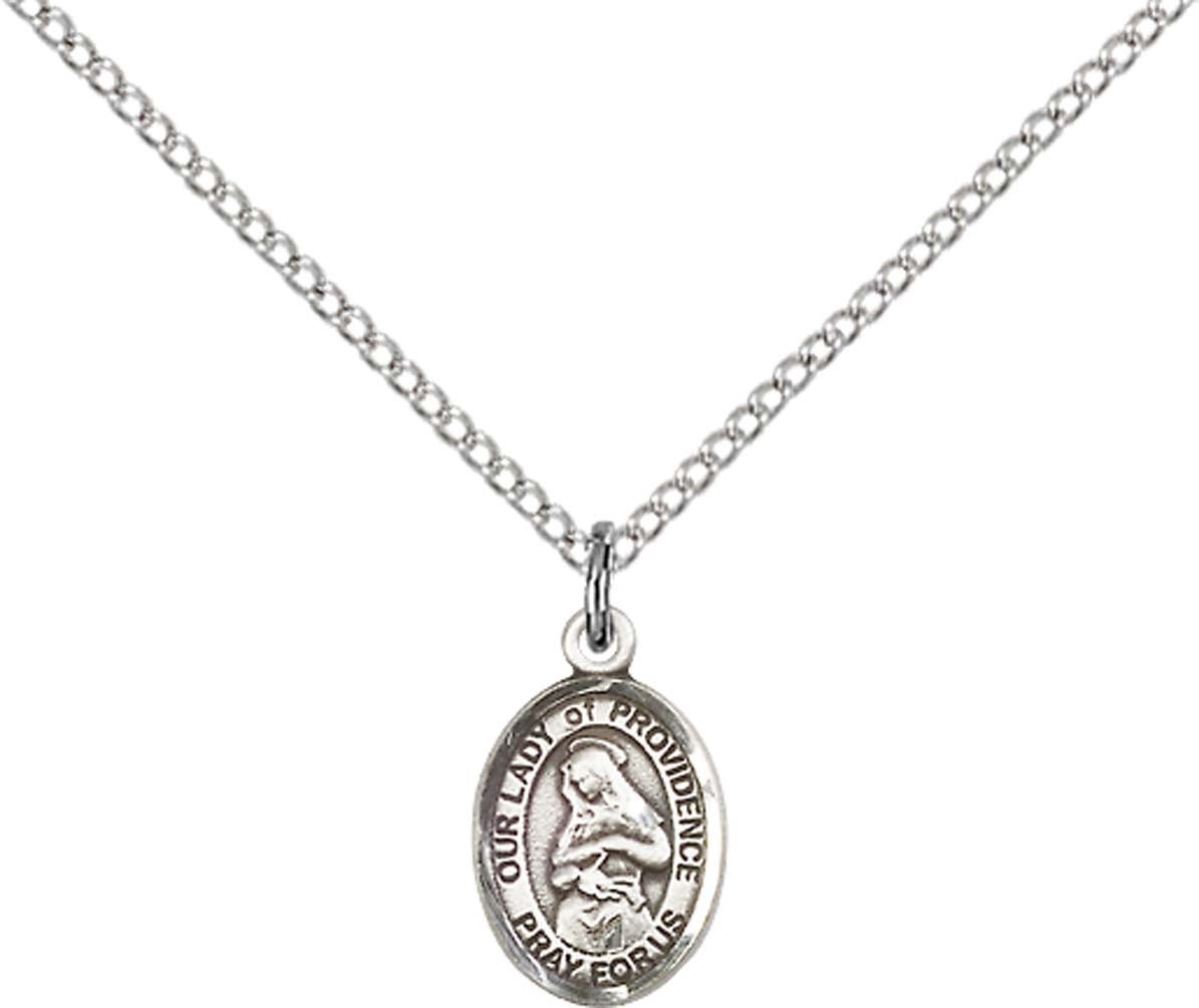 Sterling Silver O/L of Providence Pendant with 18 inch Sterling Silver Light Curb Chain - Small