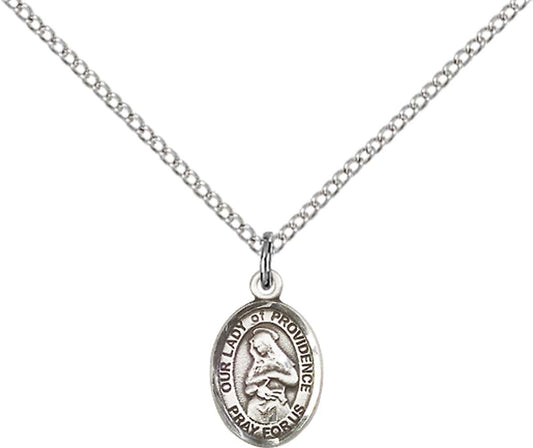 Sterling Silver O/L of Providence Pendant with 18 inch Sterling Silver Light Curb Chain - Small