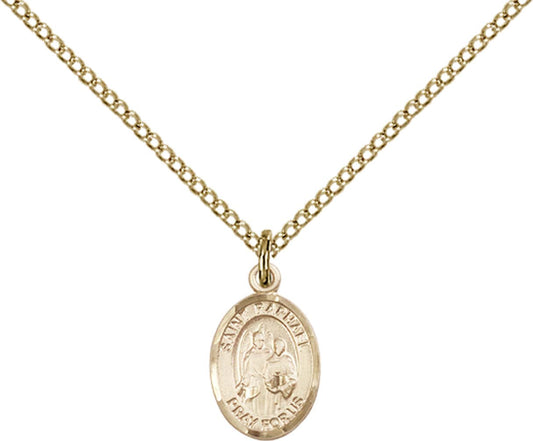 14kt Gold Filled St. Raphael the Archangel Pendant with 18 inch Gold Filled Light Curb Chain - Small