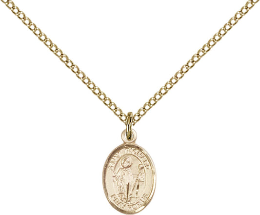 14kt Gold Filled St. Richard Pendant with 18 inch Gold Filled Light Curb Chain - Small