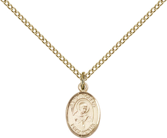14kt Gold Filled St. Robert Bellarmine Pendant with 18 inch Gold Filled Light Curb Chain - Small