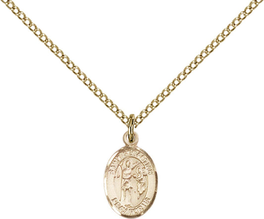 14kt Gold Filled St. Sebastian Pendant with 18 inch Gold Filled Light Curb Chain - Small Gold Filled