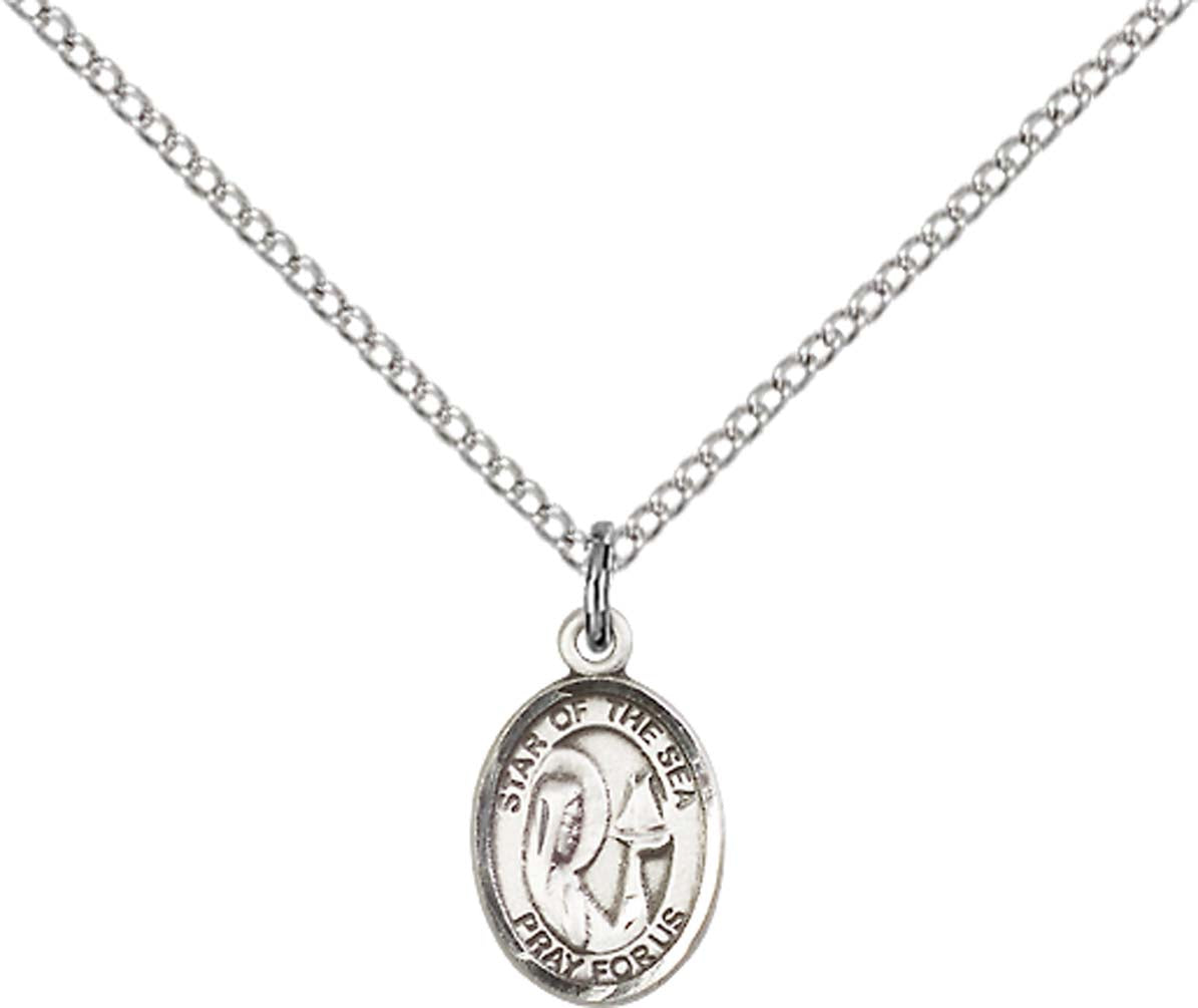Sterling Silver O/L Star of the Sea Pendant with 18 inch Sterling Silver Light Curb Chain - Small