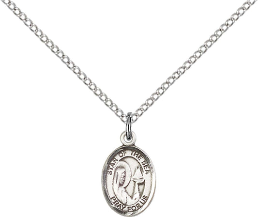 Sterling Silver O/L Star of the Sea Pendant with 18 inch Sterling Silver Light Curb Chain - Small