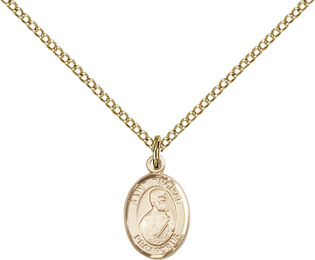 14kt Gold Filled St. Thomas the Apostle Pendant with 18 inch Gold Filled Light Curb Chain - Small