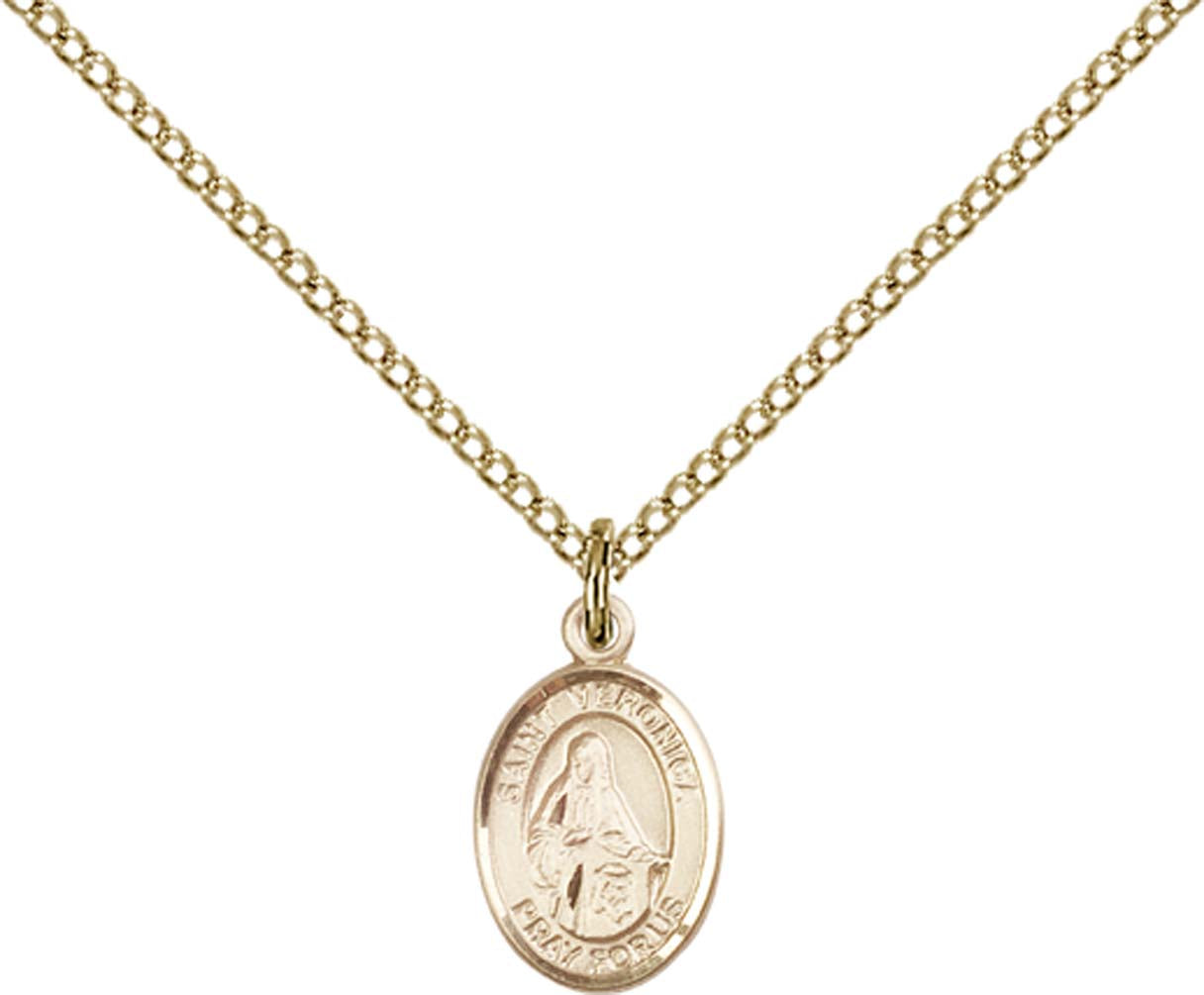 14kt Gold Filled St. Veronica Pendant with 18 inch Gold Filled Light Curb Chain - Small