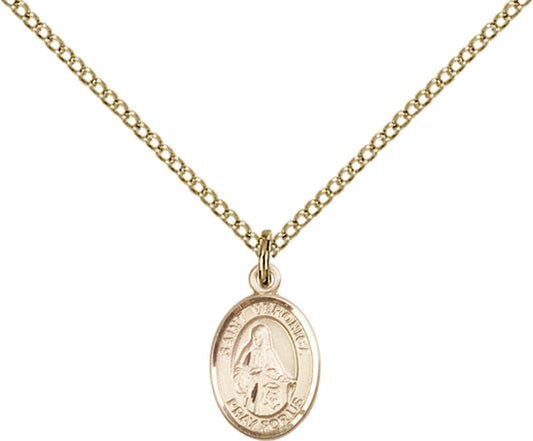 14kt Gold Filled St. Veronica Pendant with 18 inch Gold Filled Light Curb Chain - Small