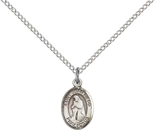 Sterling Silver St. Juan Diego Pendant with 18 inch Sterling Silver Light Curb Chain - Small