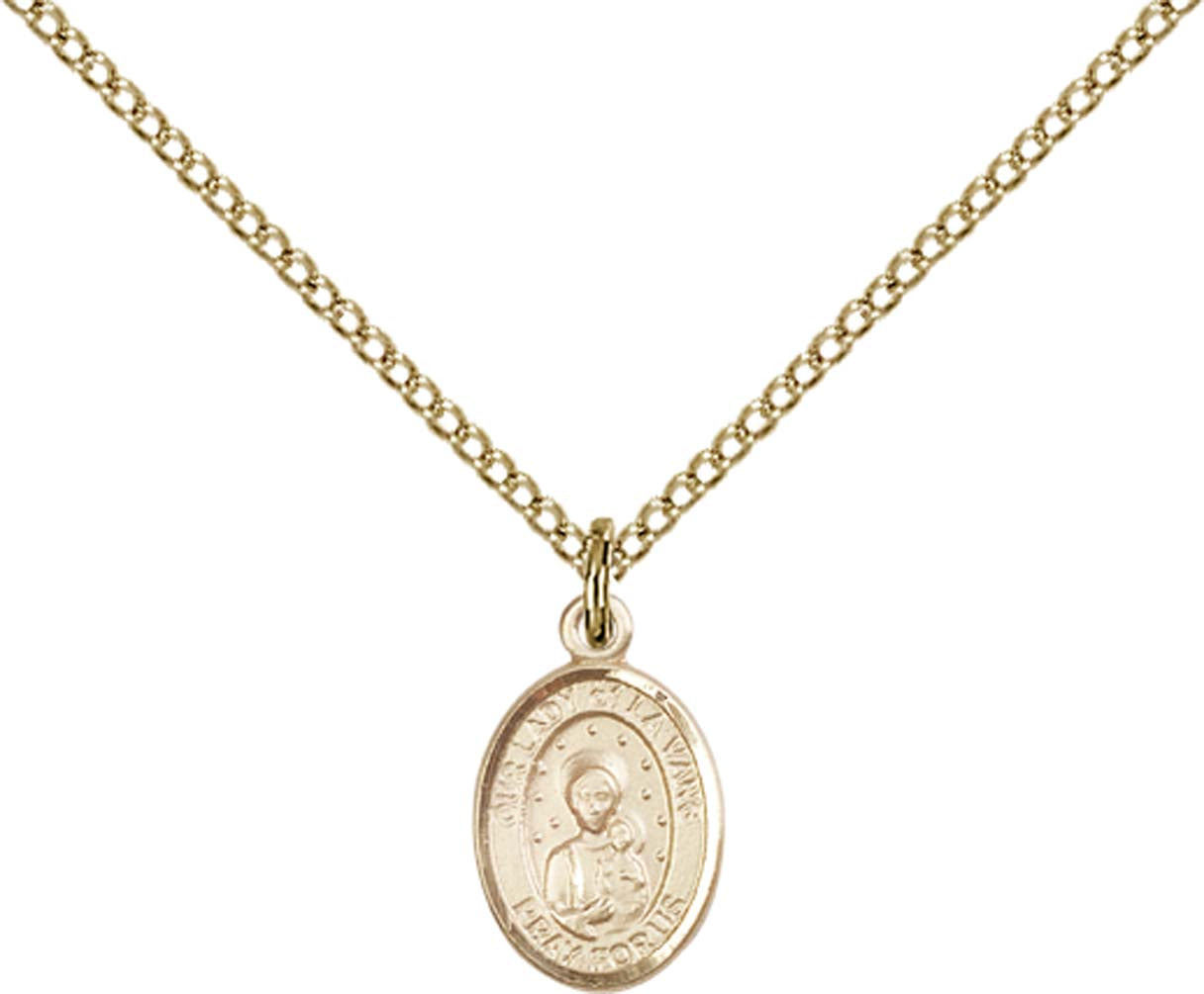 14kt Gold Filled O/L of La Vang Pendant with 18 inch Gold Filled Light Curb Chain - Small