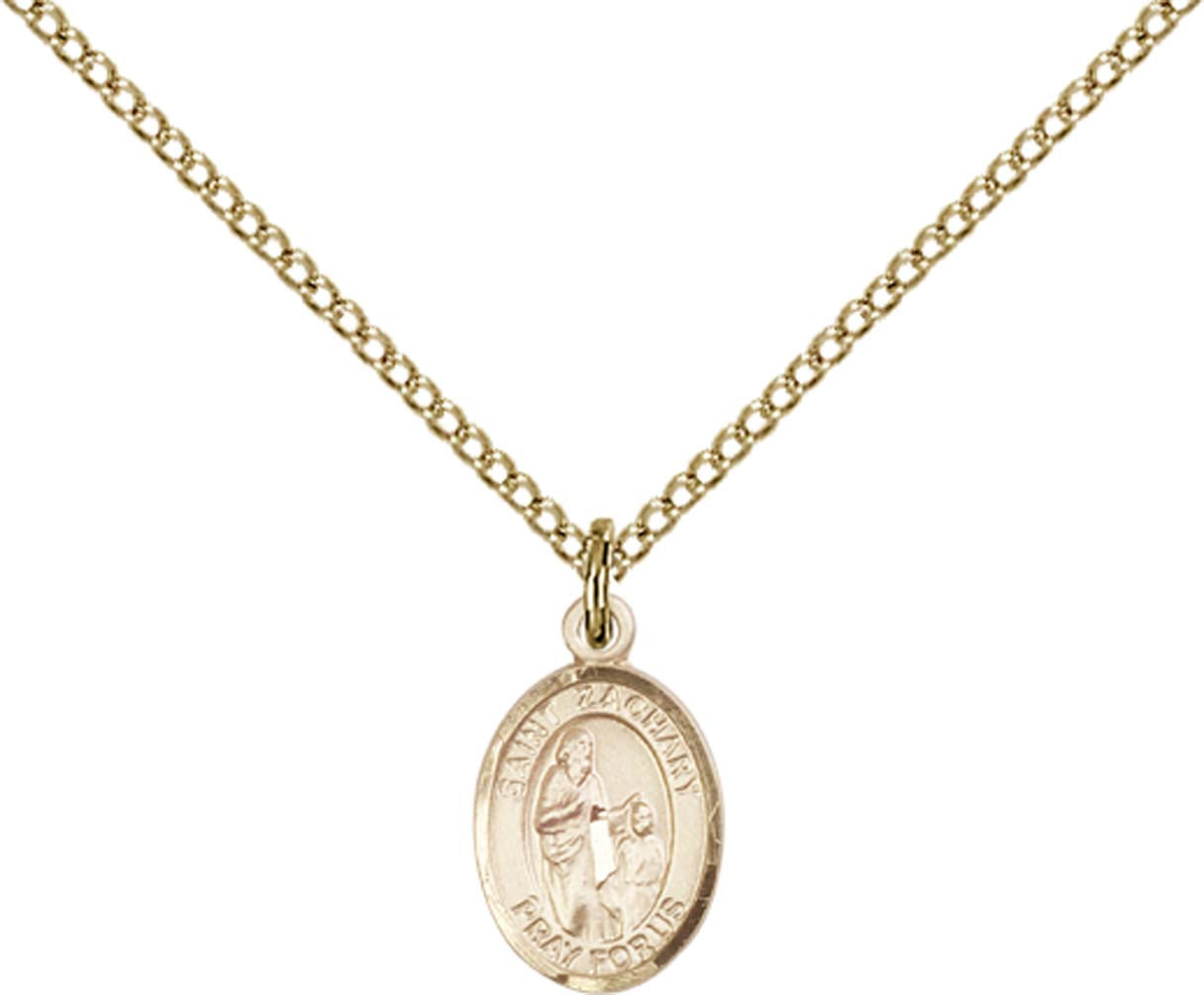 14kt Gold Filled St. Zachary Pendant with 18 inch Gold Filled Light Curb Chain - Small
