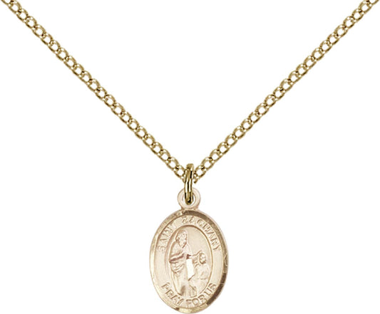 14kt Gold Filled St. Zachary Pendant with 18 inch Gold Filled Light Curb Chain - Small
