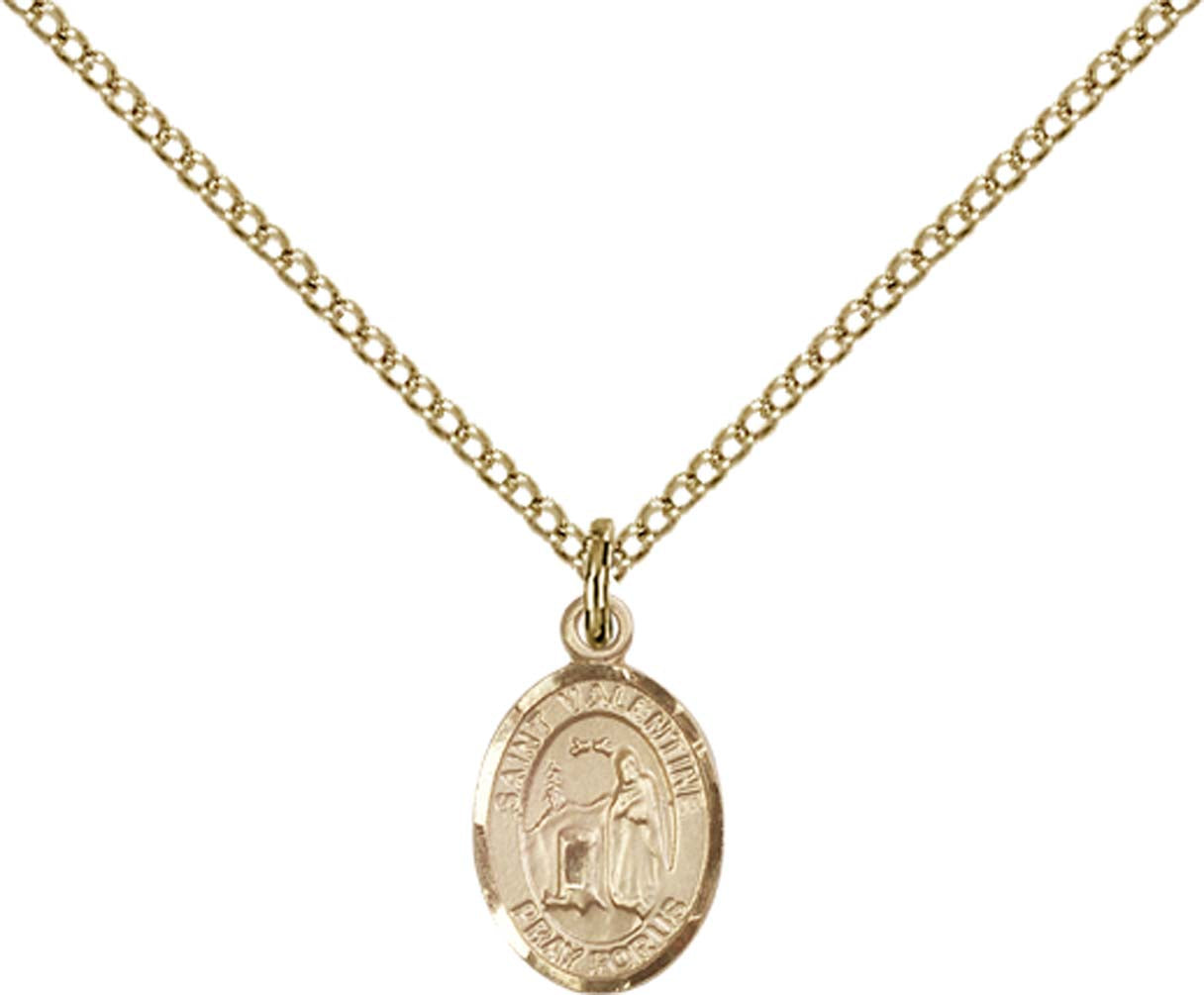 14kt Gold Filled St. Valentine of Rome Pendant with 18 inch Gold Filled Light Curb Chain - Small
