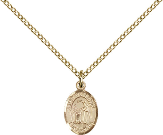 14kt Gold Filled St. Valentine of Rome Pendant with 18 inch Gold Filled Light Curb Chain - Small