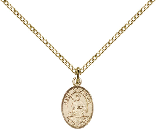 14kt Gold Filled St. Walburga Pendant with 18 inch Gold Filled Light Curb Chain - Small