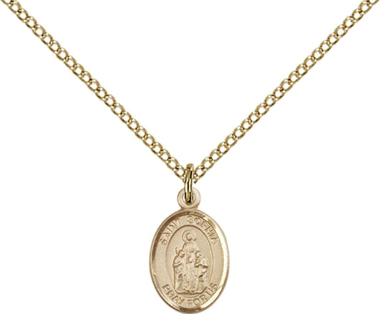 14kt Gold Filled St. Sophia Pendant with 18 inch Gold Filled Light Curb Chain - Small