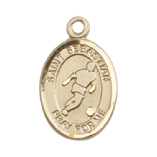 14kt Gold St. Sebastian Medal - Small 14kt Gold Soccer
