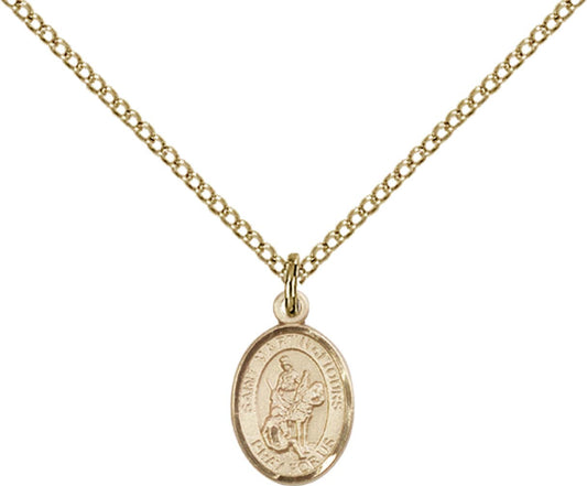 14kt Gold Filled St. Martin of Tours Pendant with 18 inch Gold Filled Light Curb Chain - Small