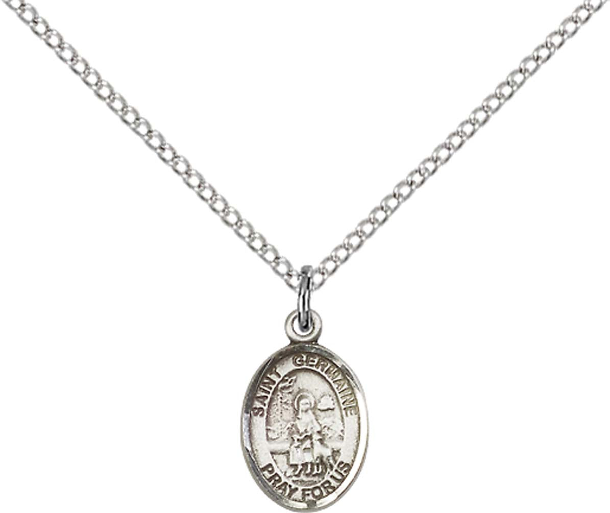 Sterling Silver St. Germaine Cousin Pendant with 18 inch Sterling Silver Light Curb Chain - Small