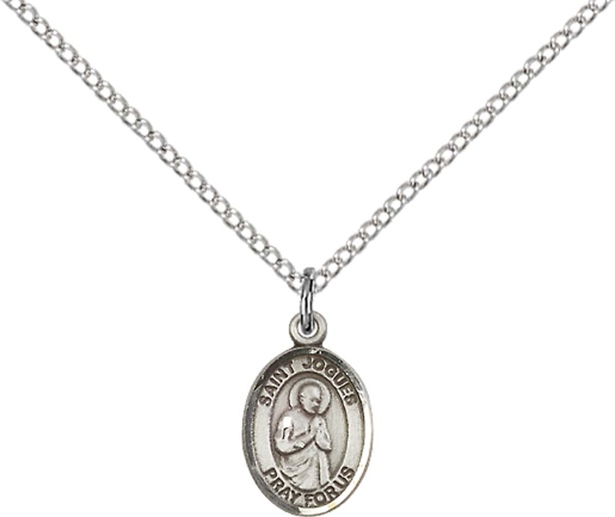 Sterling Silver St. Isaac Jogues Pendant with 18 inch Sterling Silver Light Curb Chain - Small