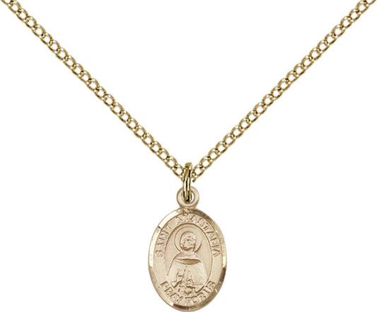 14kt Gold Filled St. Anastasia Pendant with 18 inch Gold Filled Light Curb Chain - Small