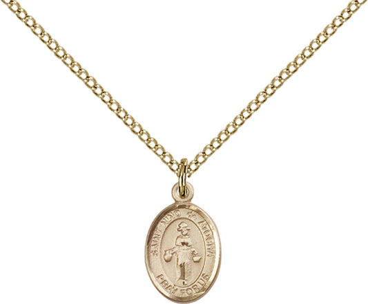 14kt Gold Filled St. Nino de Atocha Pendant with 18 inch Gold Filled Light Curb Chain - Small